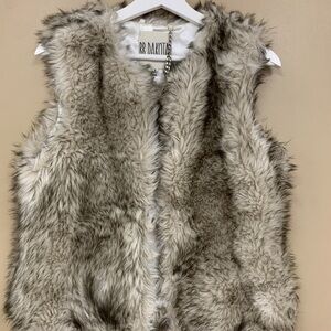 BB Dakota Faux Fur Vest in Brown and Cream